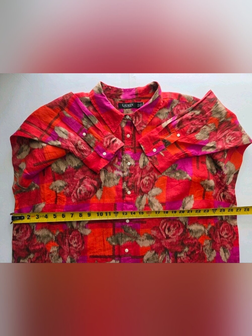Lauren Ralph Lauren Womens Relaxed Fit Floral Linen Shirt Long Sleeve Sz 2XL NWT - Picture 8 of 16